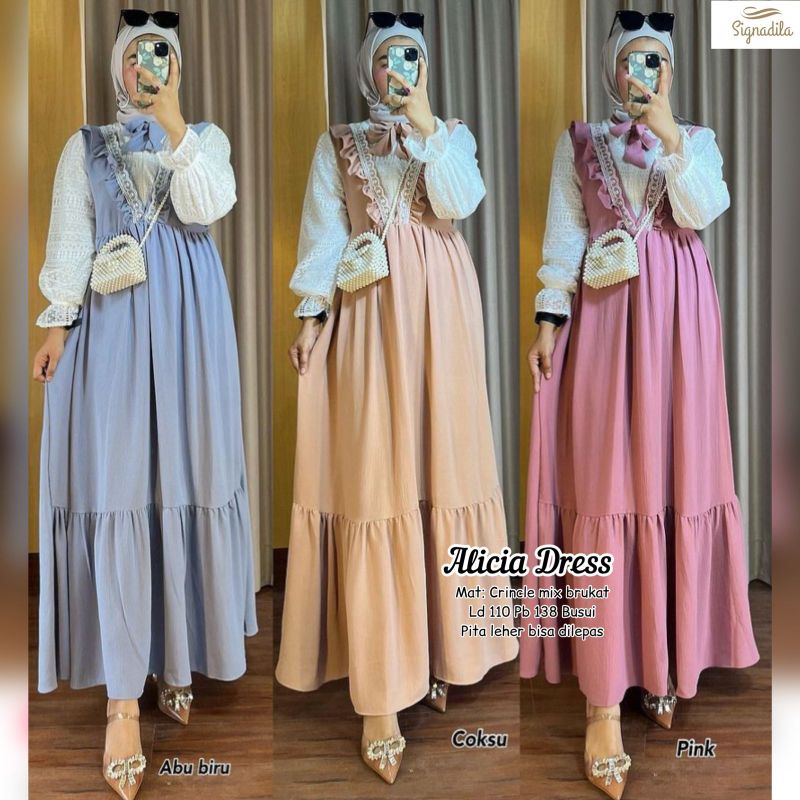 ALICIA DRESS / DRESS MIDI CRINKLE AIRFLOW