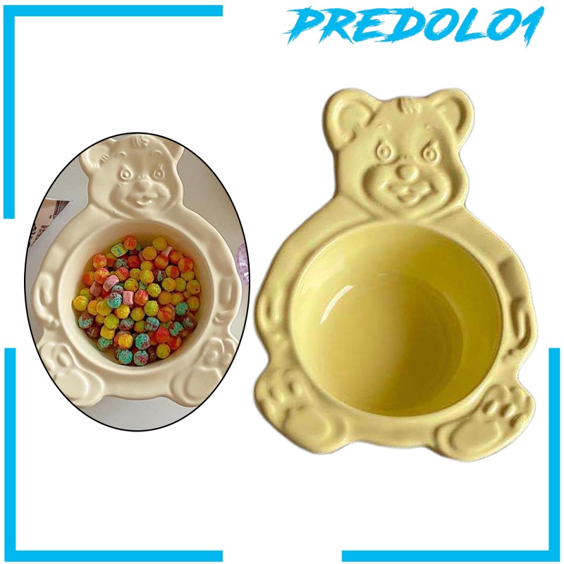 [PREDOLO1] Cute Cartoon Ceramic Bowl Bear-shaped Oatmeal Milk Dessert Serving Tableware