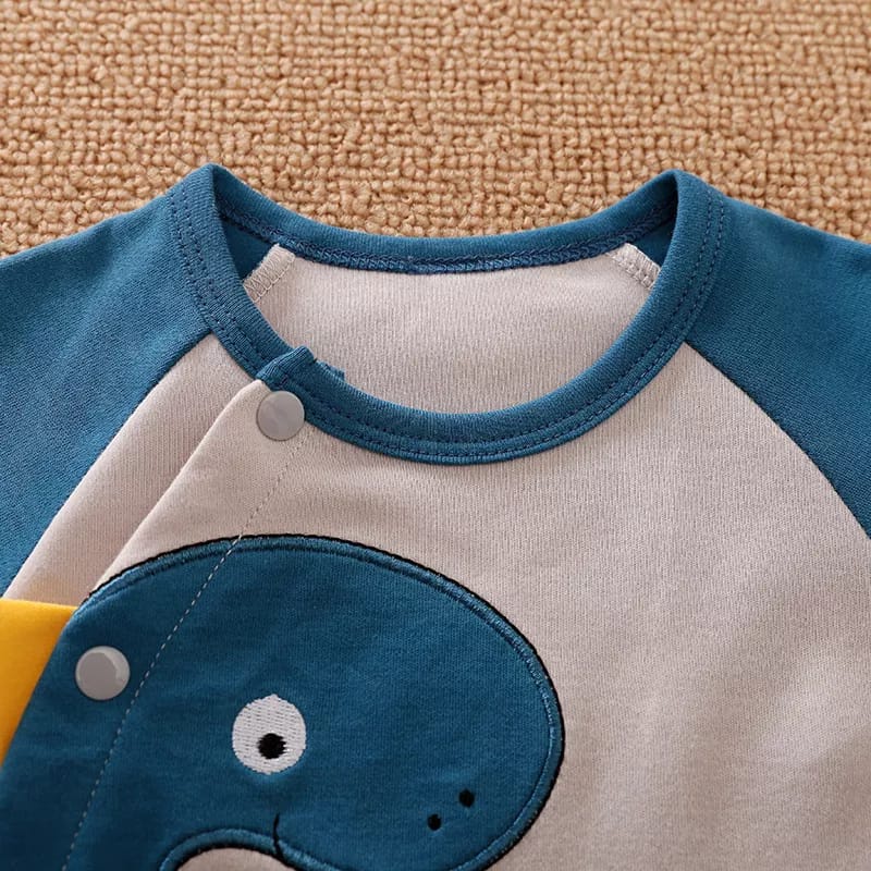 Jumper bayi laki laki Motif Dino Biru 0-24bulan Jumper lengan panjang Baju bayi ba-244