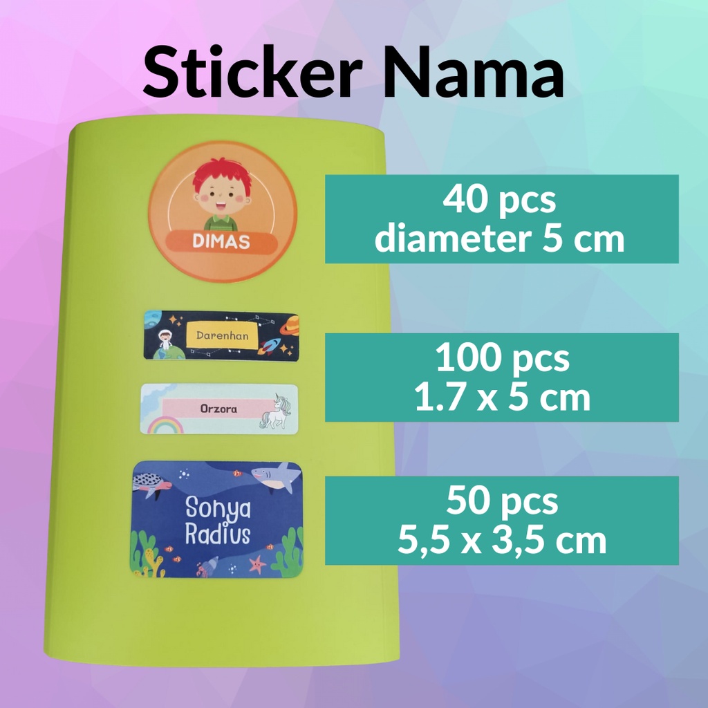 

CUSTOM - STICKER Label Nama Anak Sekolah & Dewasa Waterproof Anti Air