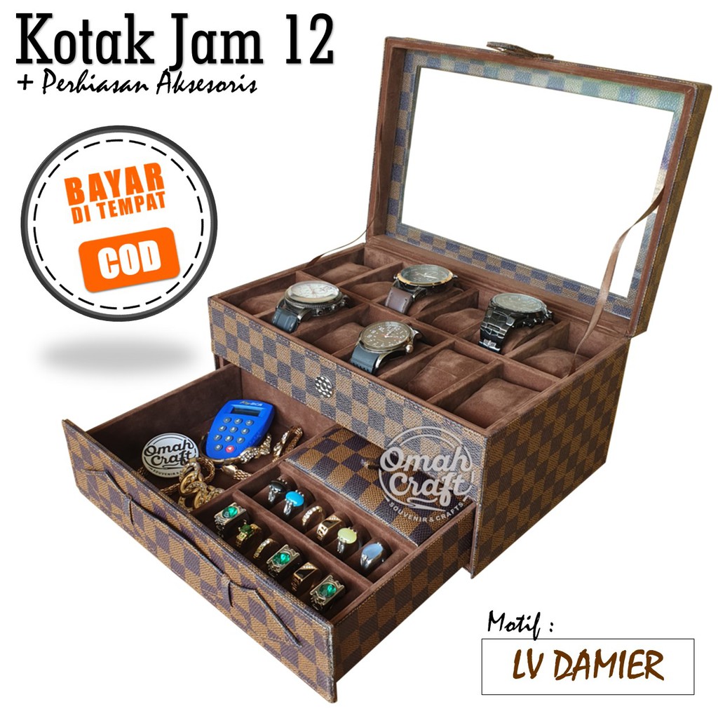 2KG PROMO - Box Jam Tangan isi 12 Mix Perhiasan dan aksesoris / Kotak Tempat Jam Tangan Full Color