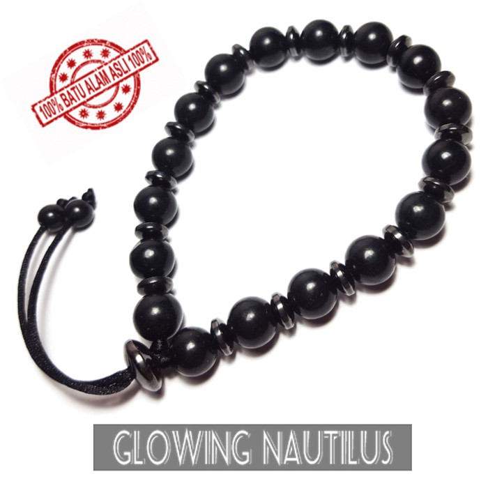 PROMO Gelang Pria Wanita Tasbih 33 Batu Asli Black Jade 8mm TERLARIS