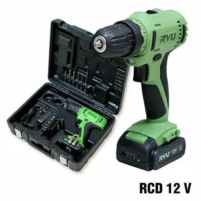 Ryu Mesin Bor Obeng Listrik Drill Cordless Reversible RCD 12 volt 12V 12 V