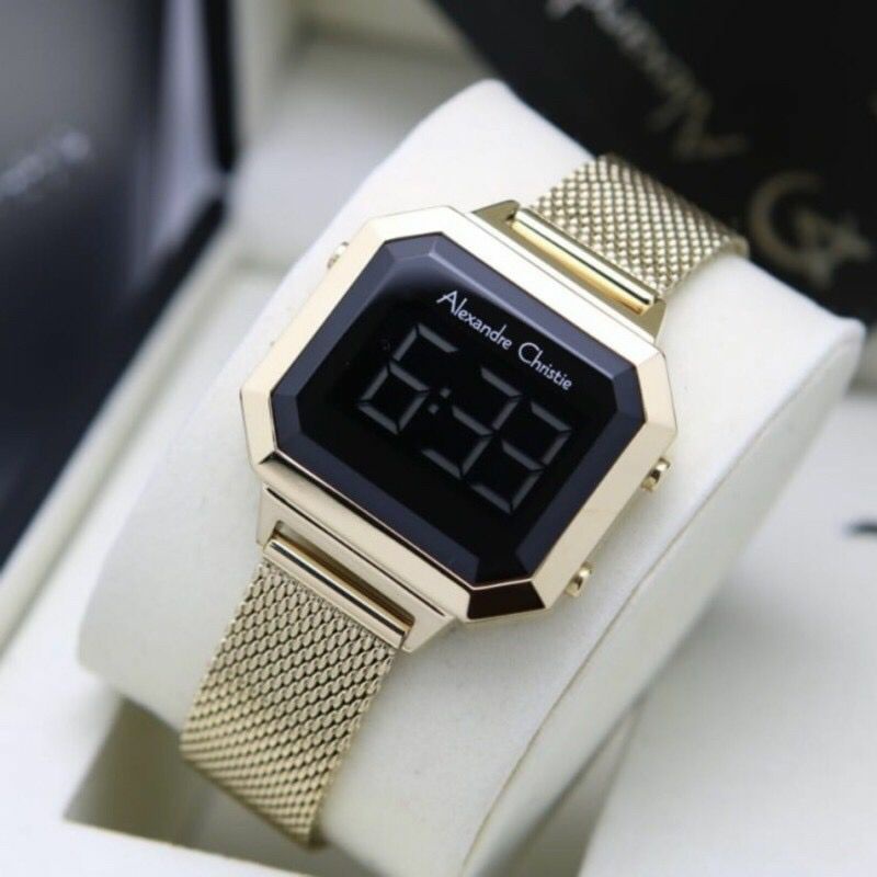 jam tangan alexandre christie wanita digital kotak rantai pasir AC 9338