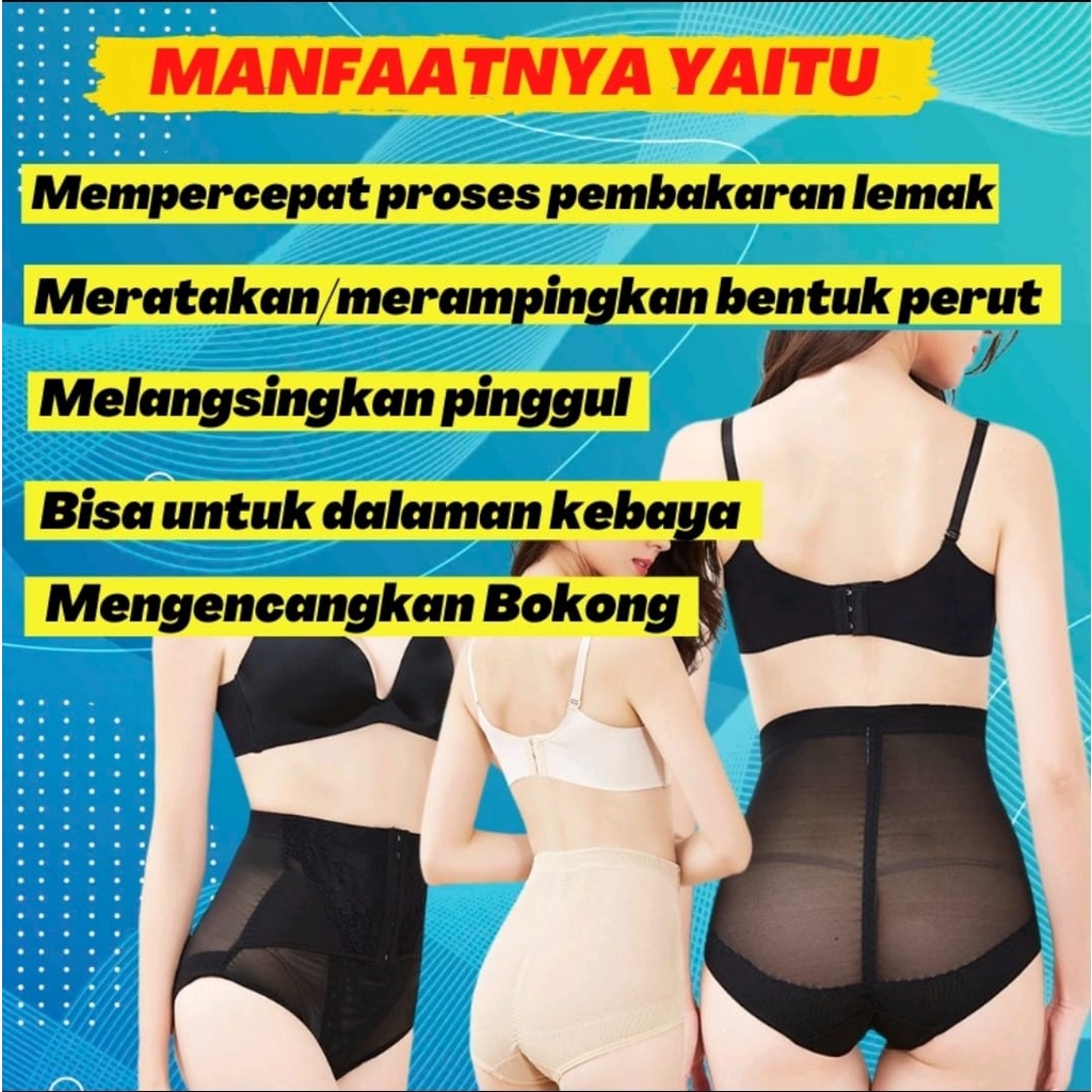 Korset Celana High Waist Pengecil Perut Dengan Kancing Pengait Depan