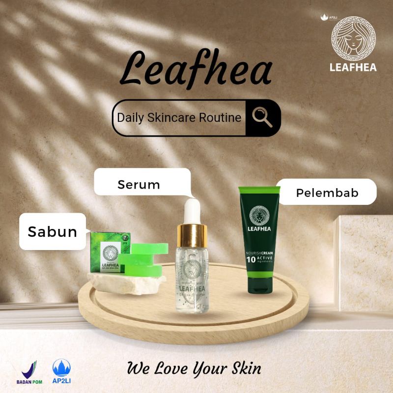 (COD)✅ Aceh Paket kecantikan Leafhea, 1 serum 1 sabun 1 pelembab Original.