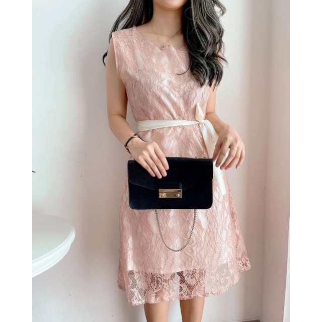 Dress kondangan pesta gliter brokat brukat bordir elegant premium simpel formal furing sifon chiffon