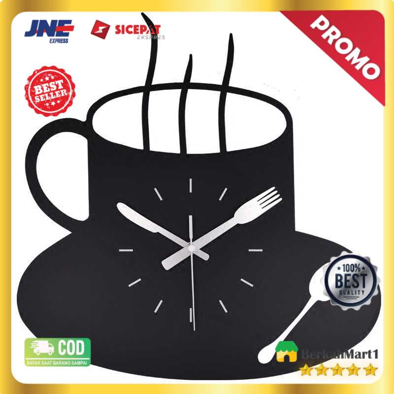 Jam Dinding Quartz Creative Design Model Coffe Clock - MM60WC