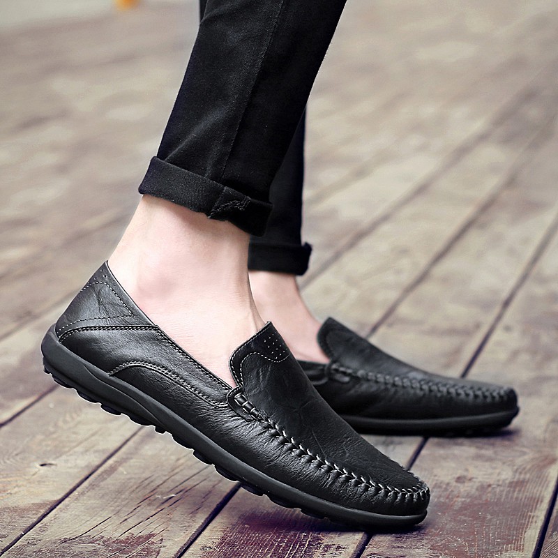 Toread Sepatu Slip On Pria Kulit Sintetis PU Sepatu Kerja Pantofel Pria Sepatu Casual Formal Import Hitam MC408