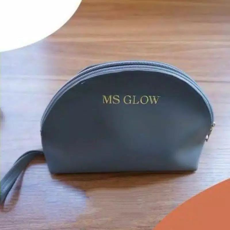 Pouch Ms Glow Abu-Abu &amp; Tote Bag / Tas Skincare / Pouch Ms Glow