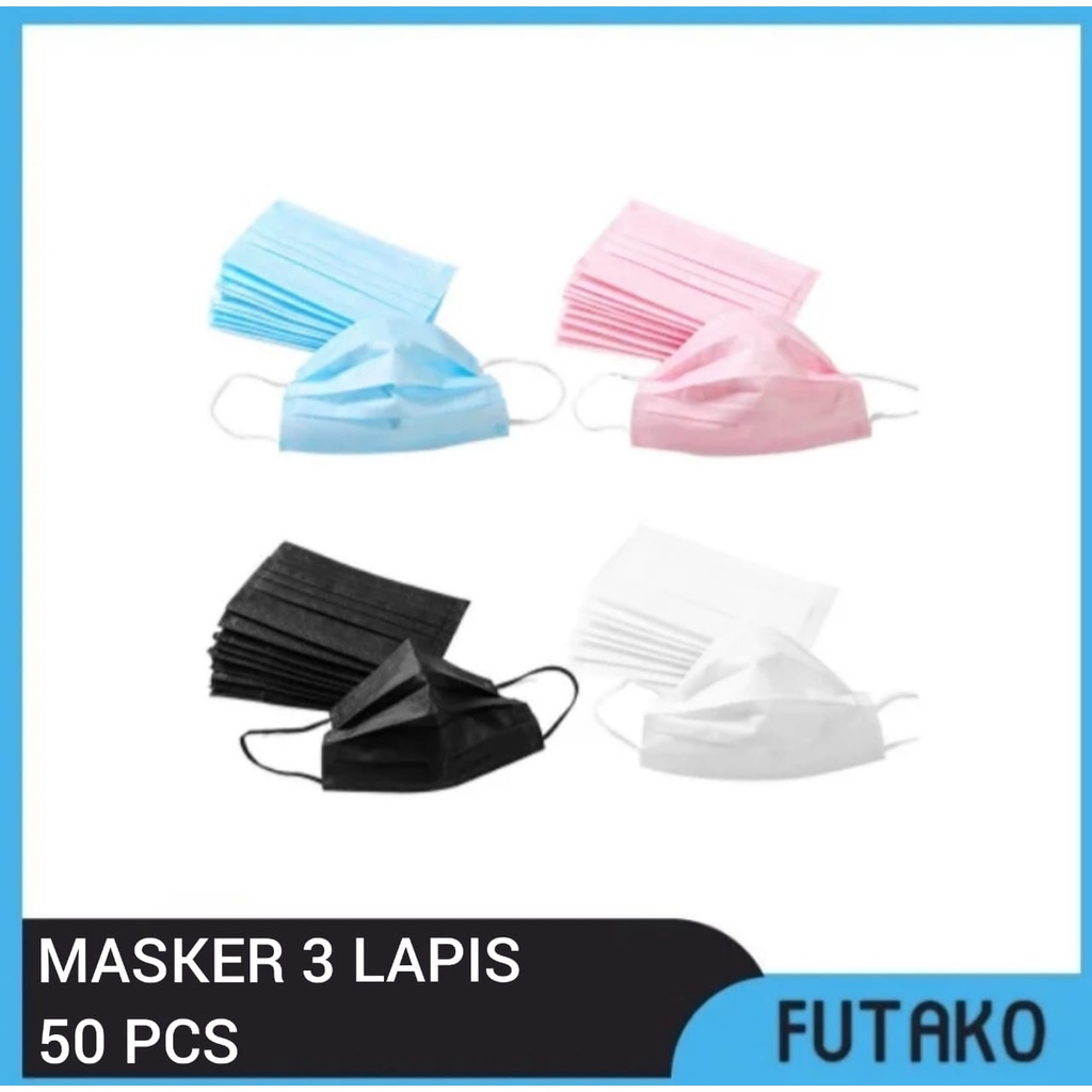 FUTAKO Masker 3ply isi 50 Pcs Earloop Mediacal Grade