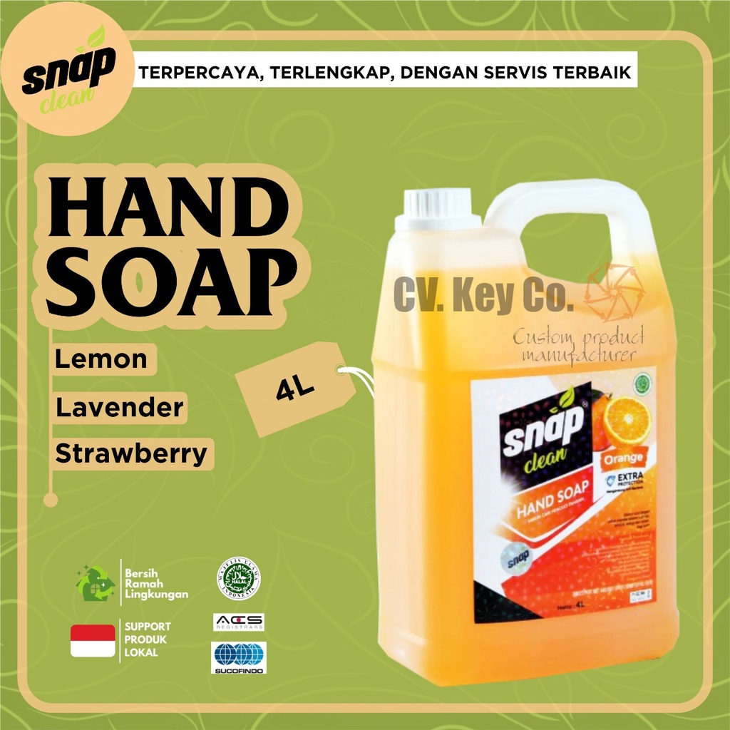 Jual SNAP Clean, Sabun Cuci Tangan, Hand Soap 4liter, Khusus Bandung ...