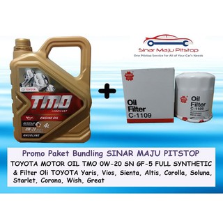 Paket Bundling Oli  Mobil  TOYOTA  TMO 0W 20 API SN 4 Liter 