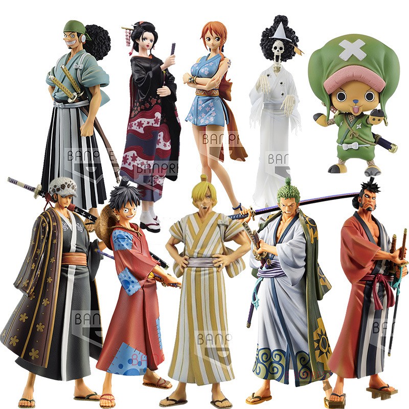 Action Figure Model Anime One Piece Wano Country Luffy Sanji Zoro Usopp Nami Ukuran 16cm Untuk Dekorasi