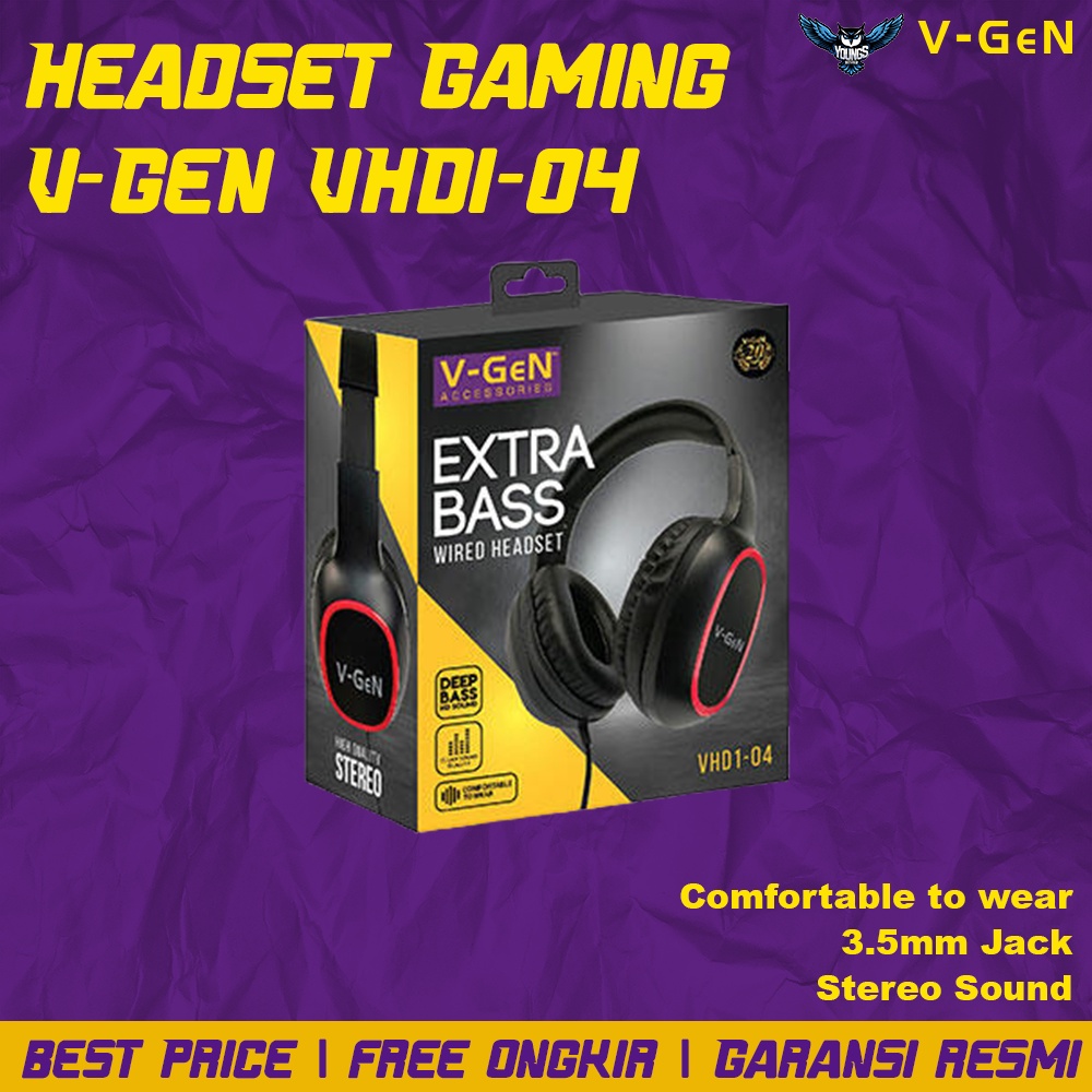 Headset Gaming V-GeN VHD1-04 Wired Headphone Extra Bass VGEN Gaming