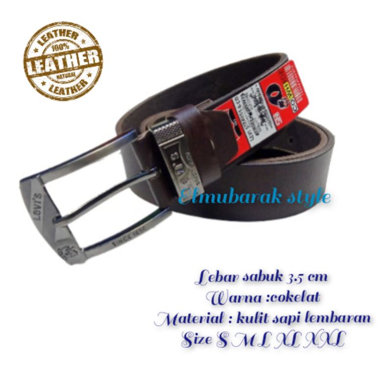 sabuk kulit selembar kecil 3.5cm gesper pria asli kulit