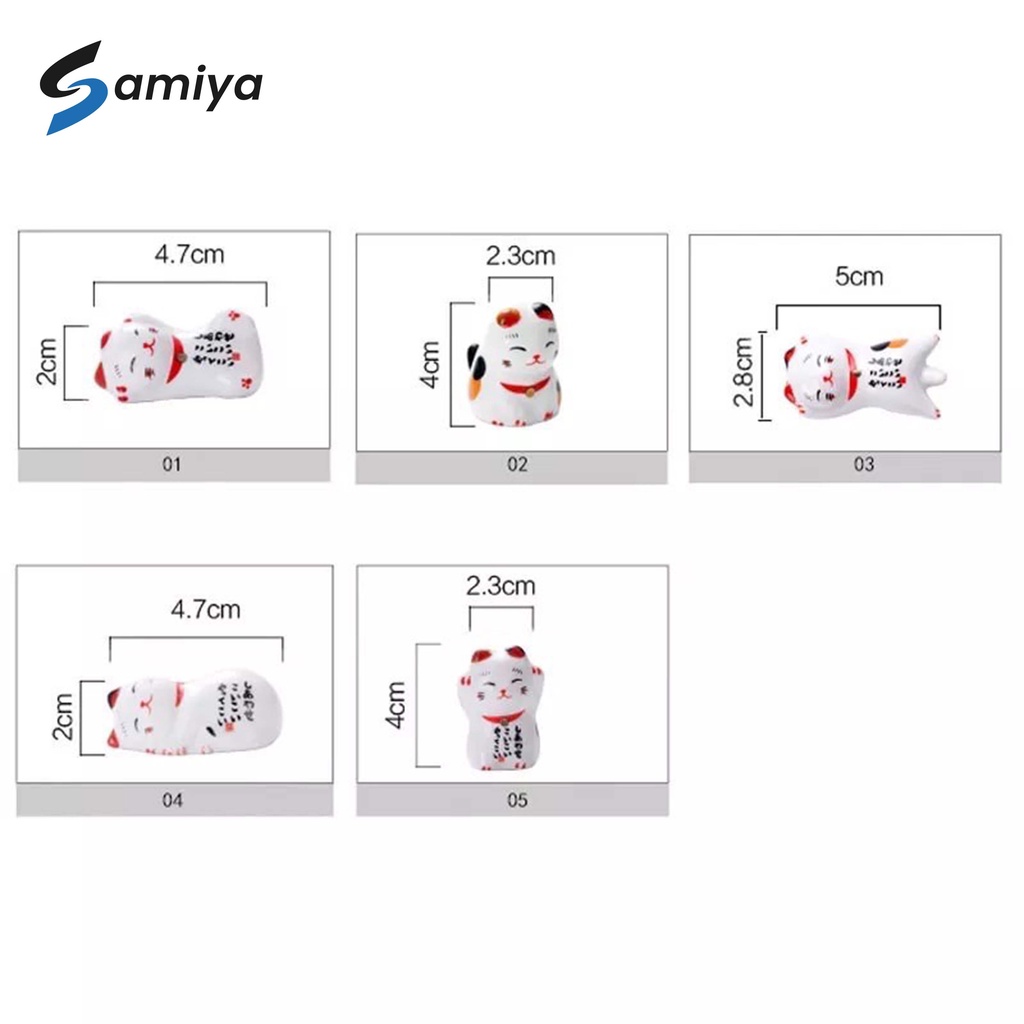 tempat dudukan sumpit model kucing 5in1 / japanese lucky cat chopstick holder / sumpit rest stand