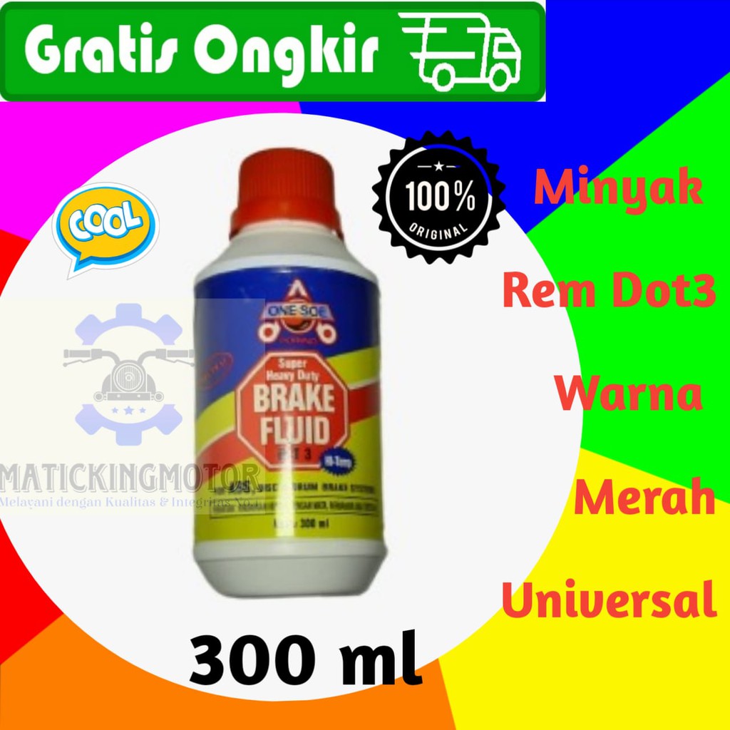 minyak rem dot 3 brake fluid One Soe 300 ml warna merah