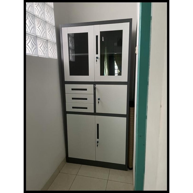 

BEST SELLER !!! LEMARI ARSIP FILING CABINET BESI 4 PINTU 3 LACI + BRANKAS AK 13 TERLARIS