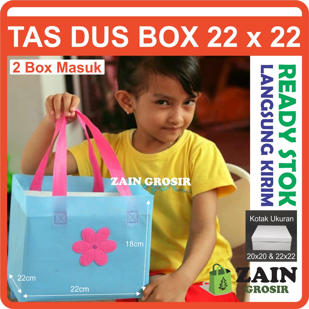 

iDk90 1lusin (isi 12pcs) Tas box 22x22 kotak nasi kantong souvenir spunbond press hajat pengajian