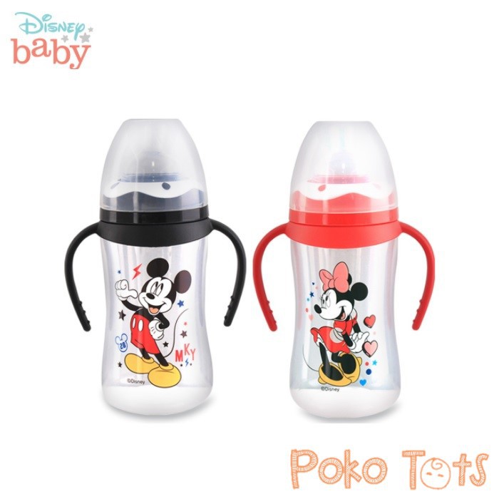 Disney Baby Wide Neck Bottle With Handle 250ml Botol Susu Mickey &amp; Minnie Lusty Bunny