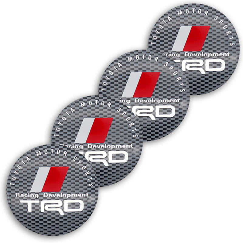 4pcs Stiker Cover Hub Tengah Velg Mobil Toyota TRD 56mm Bahan Aluminum Untuk Corolla Yaris Rav4 Supra Hilux Camry