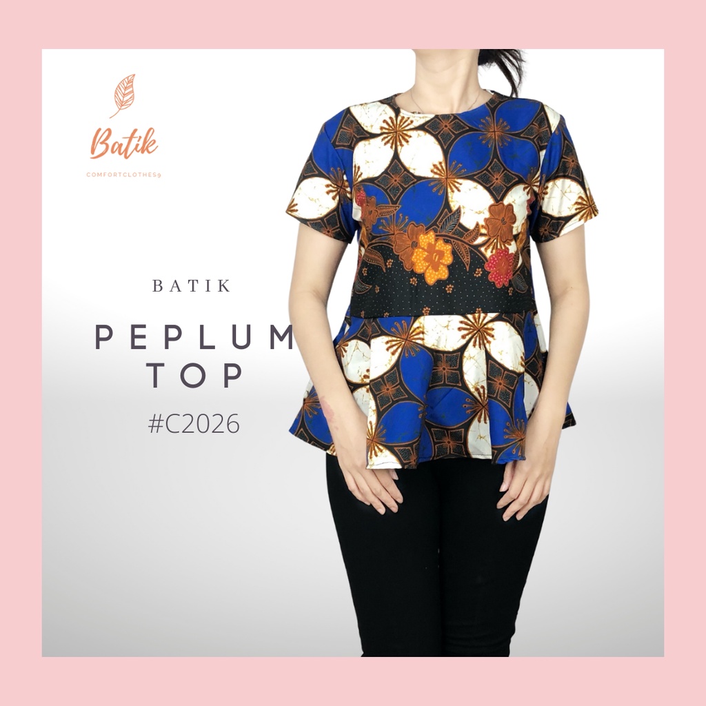 COMFORTCLOTHES9 - [ REAL PICT] ATASAN BATIK WANITA  PEPLUM  SIZE M,L,XL BAJU BATIK WANITA-5