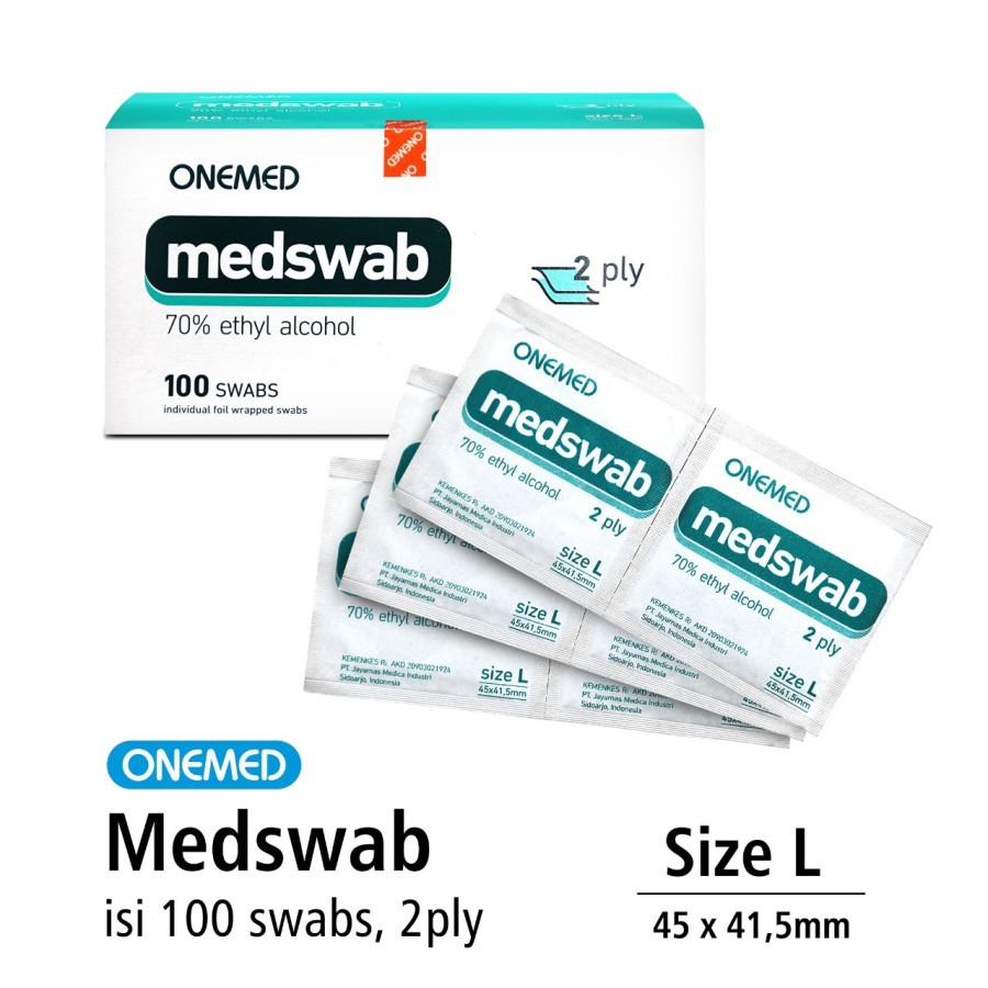 MED SWAB TISSUE ALKOHOL 2PLY ISI 100pcs - ONEMED