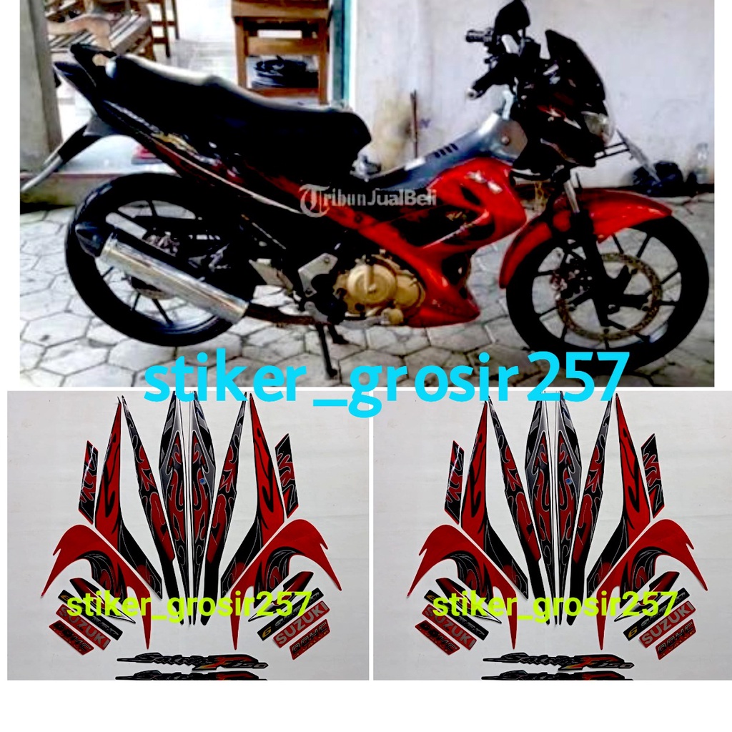 STIKER STRIPING LIS BODY SUZUKI SATRIA FU BARONG 2010 2011 HITAM MERAH