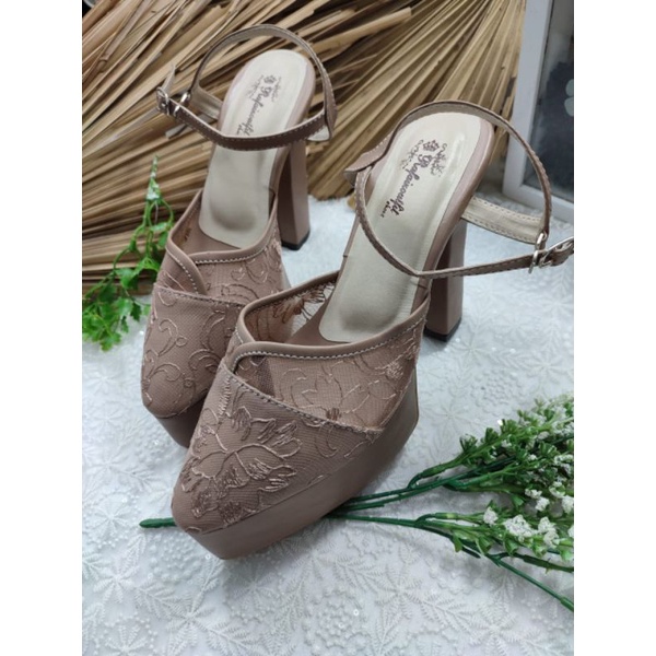 sepatu Cindy mocca tali tinggi 12cm