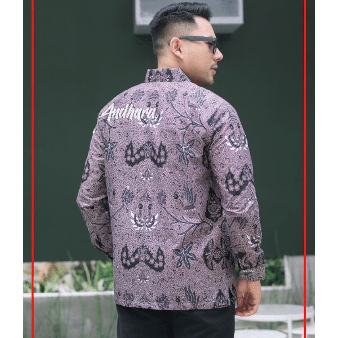 Baju Batik Pria Lengan Panjang Modern Premium Slim Fit WAHYU UNGU1