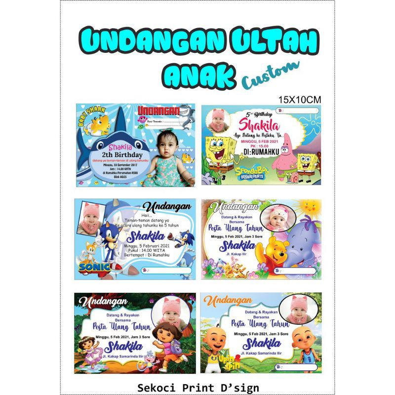 undangan ulang tahun anak custom desain gratis