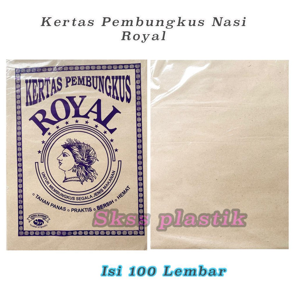 

Kertas Pembungkus Nasi Coklat Royal 37 X 27 Isi 100 Lembar