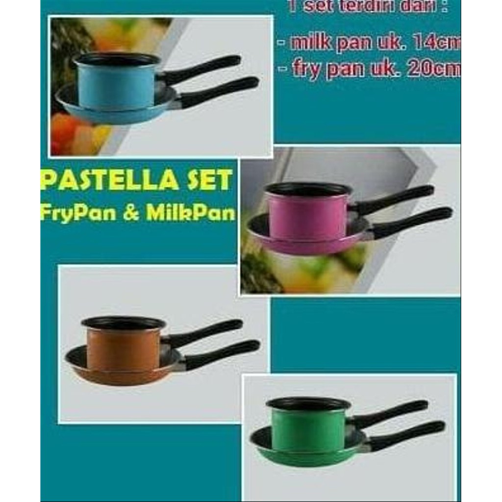 Maspion Pastela susu Panci Milk Pot Teflon + Frypan Anti Lengket 1set Isi 2pc / panci wajan teflon goreng rebus kukus masak mi telor telur kulit lumpia multifungsi anti lengket