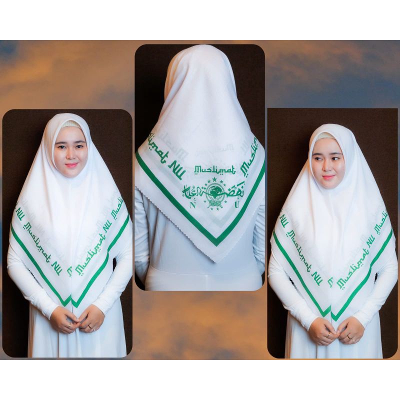 HIJAB MUSLIMAT LIST PUTIH TULANG ( BW ) / HIJAB NU TERLARIS