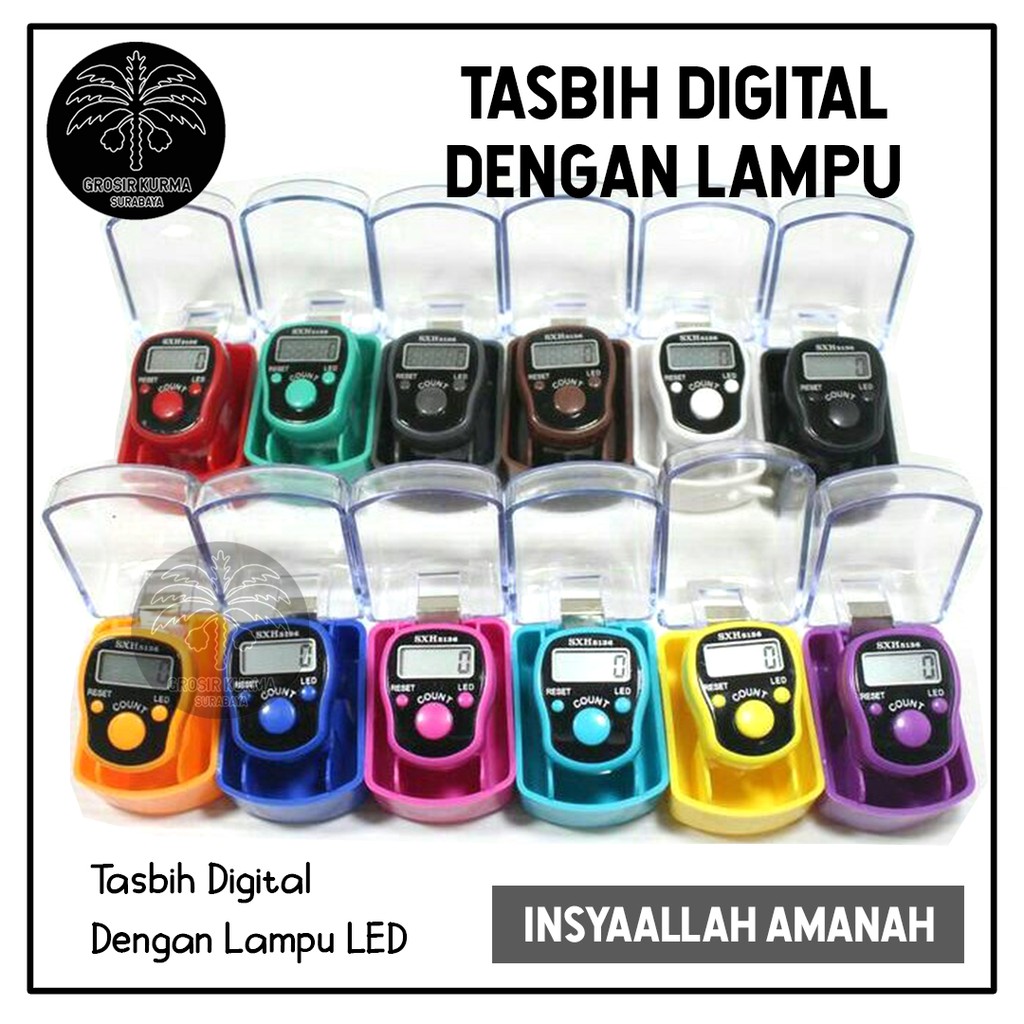 Tasbih Digital LED ALARM BUZZER Model Cincin Box Mika Miniatur Arab Sholat Wirid Souvenir Nikah