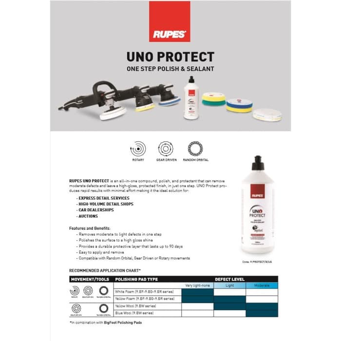 RUPES UNO Protect 50ml ECER One Step Polish and Sealant All in One Kompon Semi Coating MURAH