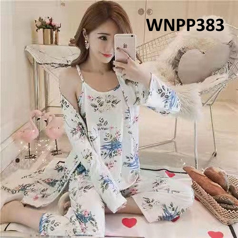 Piyama Wanita Baju Tidur Wanita Kimono + Dalaman Tanktop Motif