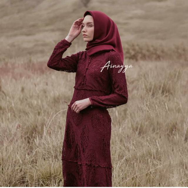 (Maroon XS) Humairah Dress Ainayya ID