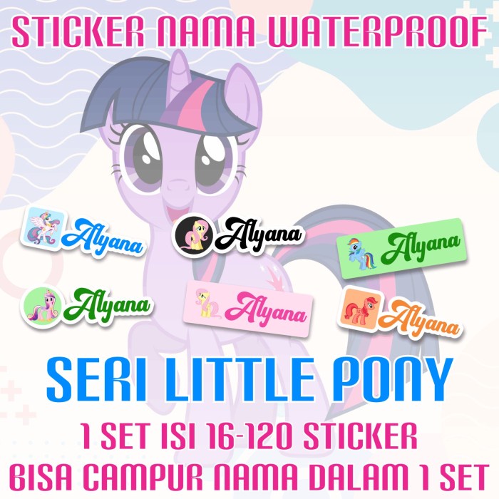 

[14-120 pcs] Sticker Nama Custom My Little Pony