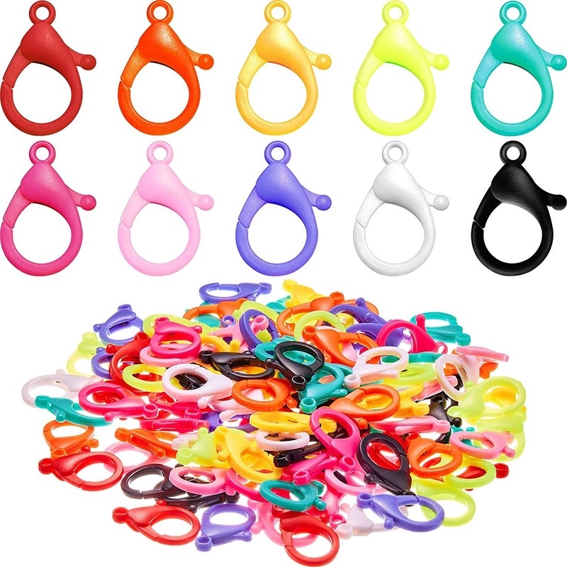 12pcs / Pak Gesper Kait Rantai Kacamata / Gelang / Kalung DIY Bahan Plastik Ukuran 25 / 35mm