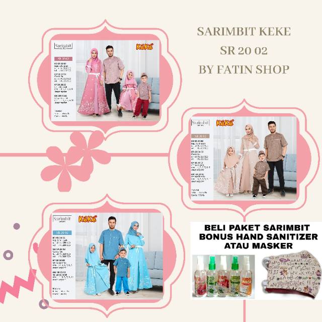 Keke Baju Muslim Sarimbit SR 20 02 Bonus Masker Keke