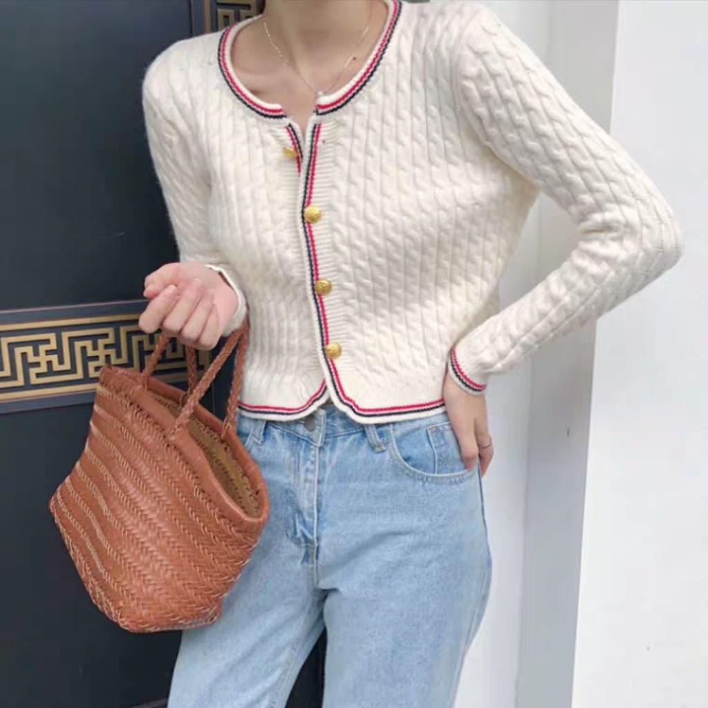 Oline Knit Crop Cardigan Import TM 18150-Putih