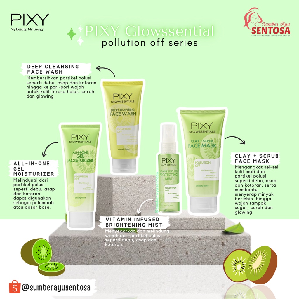 PIXY GLOWSSENTIAL POLLUTION OFF ALL-IN-ONE GEL MOISTURIZER 100 GR