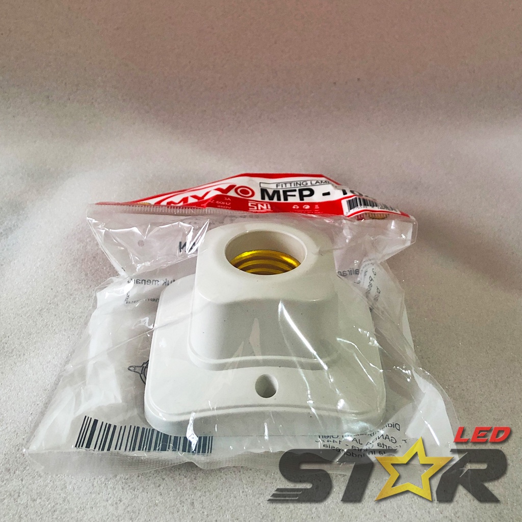 MYVO Fitting Lampu Kotak MFP-104N E27 Warna Putih Untuk Plafon Langit Rumah Kualitas Terbaik Termurah Terlaris Star LED