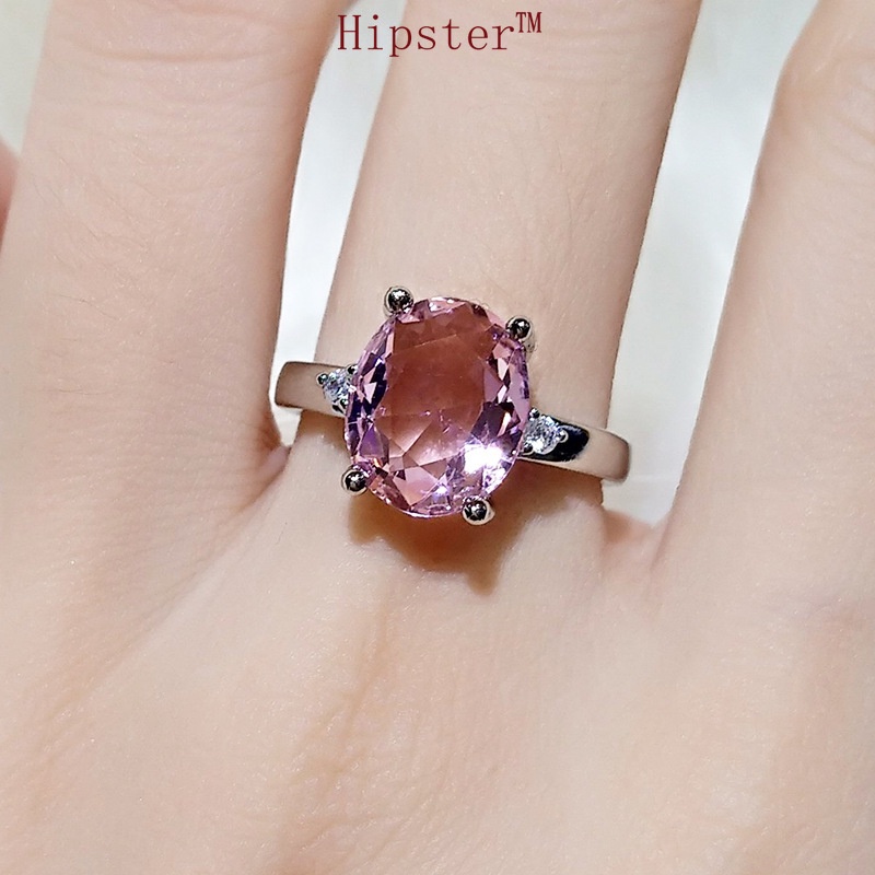 New Hot Sale Simple Fashion Elegant Inlaid Pink Crystal Ring