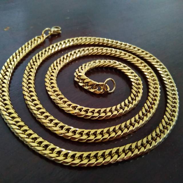 KALUNG RANTAI TITANIUM GOLD EMAS PRIA WANITA