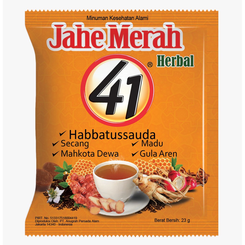 

Minuman Bubuk Jahe Merah Herbal 41 | Jahe Merah Herbal 41 Plus