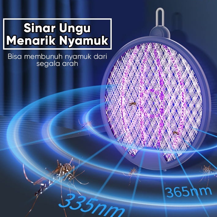 Pretty Raket Nyamuk Listrik / Pemukul Nyamuk Elektrik Lampu Mosquito Killer 3 IN 1