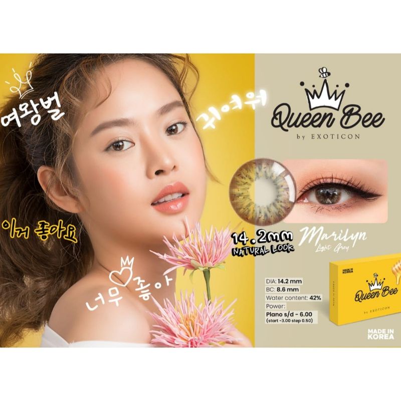 Softlens QUEEN BEE Marilyn Light Grey -0.50 S/D -6.00 Warna Cantik Murah